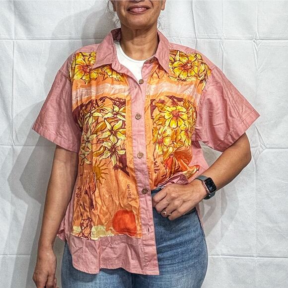 Free People Pink Endless Vacation Short Sleeve Relaxed Fit Shirt Sz M NWOT - Picture 7 of 14